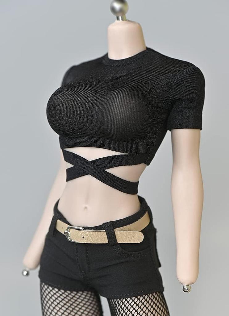 Аксессуары для женской сексуальной куклы с передним ремешком и одеждой, отличной от [TOYBARJAPAN] 1/6 фигурки/Красивая футболка (голова, тело, обувь,