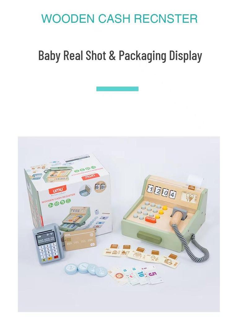 Детский деревянный кассовый аппарат Обучающий пазл Игровой набор