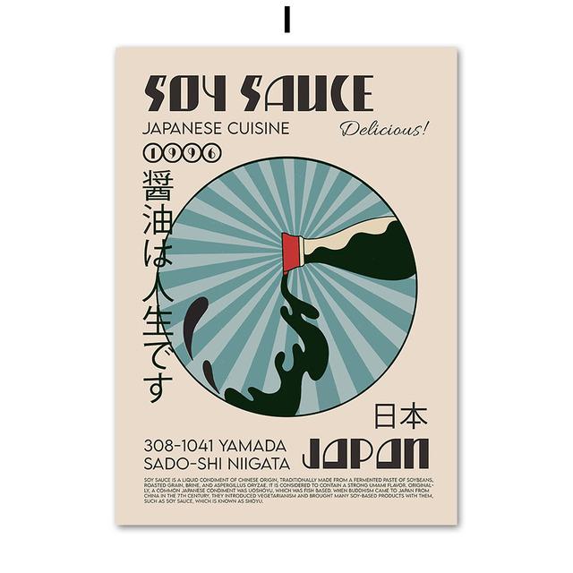 Яйцо Ламианская лапша японские суши Shaoju еда печать плакатов скандинавская настенная живопись маслом ресторан