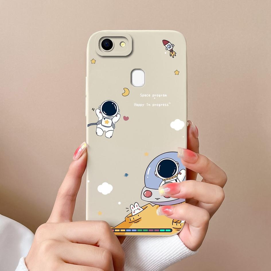 Чехлы для телефонов Oppo F19 F5 F7 F9 F11 F15 F17 F21 Pro Plus с рисунком астронавта из жидкого силикона, противоударные защитные чехлы для Oppo Shell