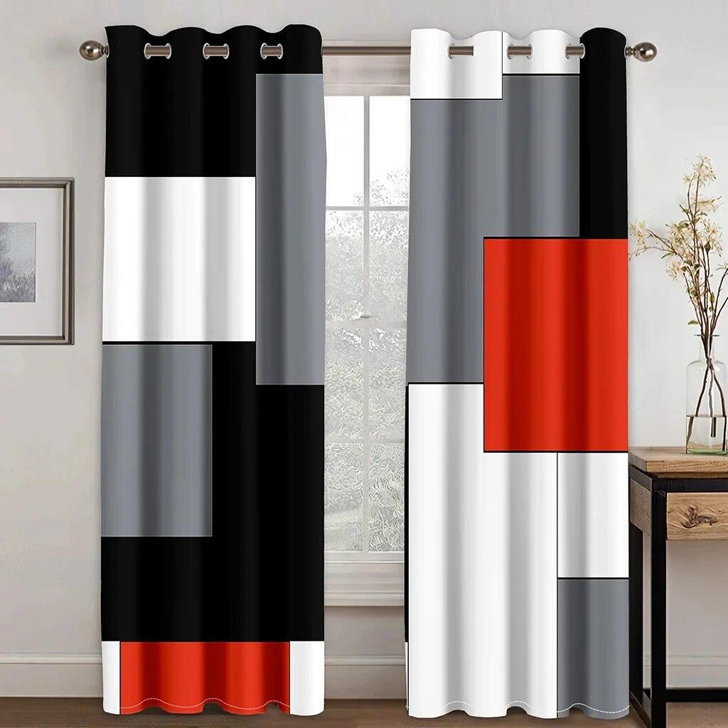 Геометрическая абстрактная космическая красная занавеска на окно для гостиной, спальни, ванной комнаты, двери, домашнего декора