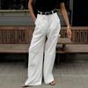Women White Wide Leg Casual Suit Pants Spring Autumn High Waist Straight Leg Loose Pants Female Trousers