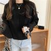 Свитера женские осенне-зимние верхняя одежда свободный вязаный свитер однотонный пуловер с закрученным низом топ