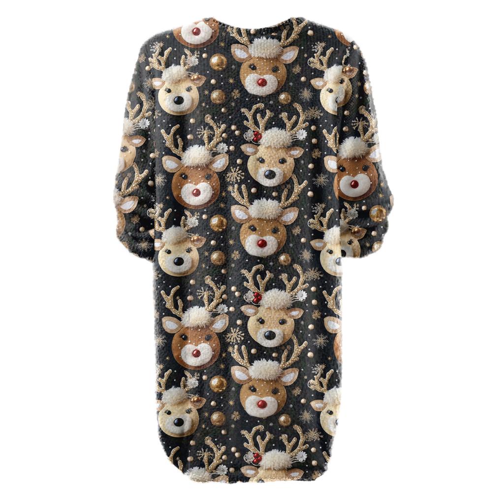 Women's Round Neck Casual Long Sleeve Plush Dresses