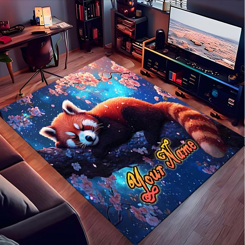 1PC Custom Name Panda Dreams Blossoms Theme Floor Mat Ideal for Living Room, Game Rooms, Office, Bedroom,Floor Mat Playful Design