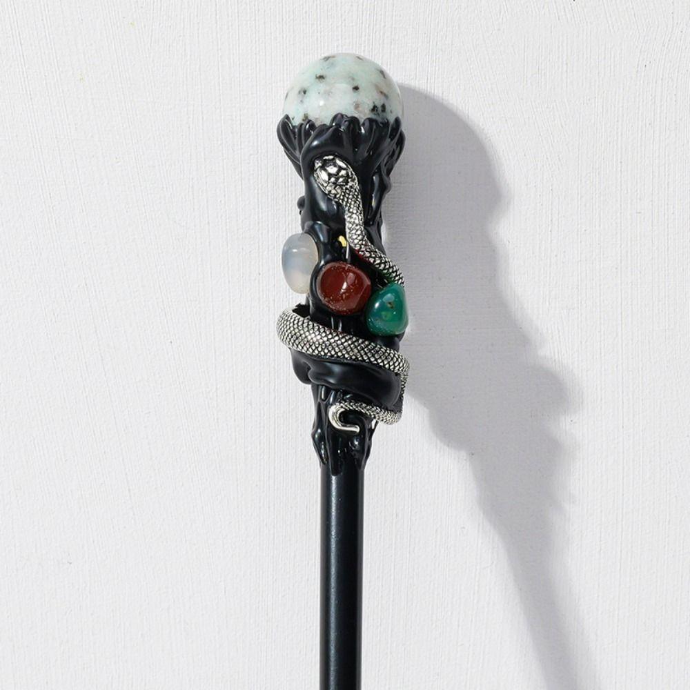 Ведьма Хрустальная Волшебная Палочка Ручной Работы Волшебная Трость Реквизит для Вечеринки Натуральный Хрустальный Шар Скипетр Хэллоуин