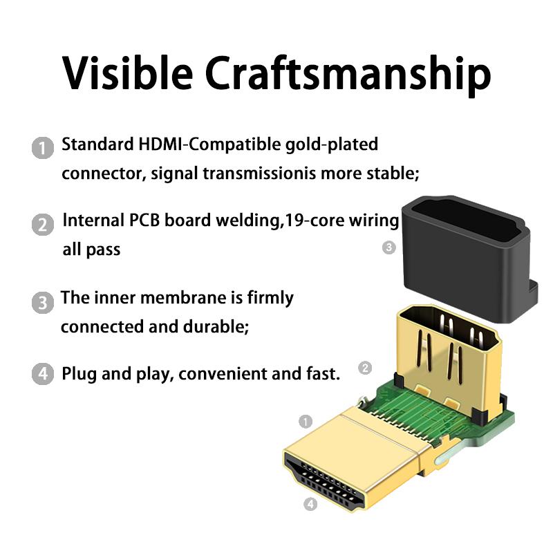 HDMI-совместимый кабель HDMI 90 градусов между мужчинами и женщинами, винтовой кабель для крепления на хост-панели, разъем HDMI-HDMI 1,4 В для удлинителя сплиттера
