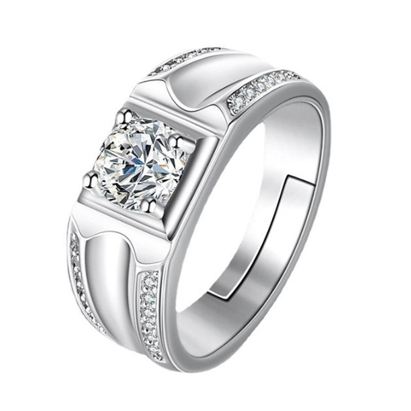 Серебряное кольцо S925 пробы, живое кольцо, новое двухрядное микрокольцо для мужчин, доминирующее кольцо, модное имитация бриллианта, большое мужское кольцо