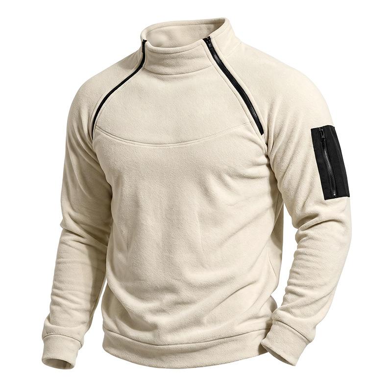 Men S Fleece Pullover Sweatshirt Long Sleeve Casual Stand Collar