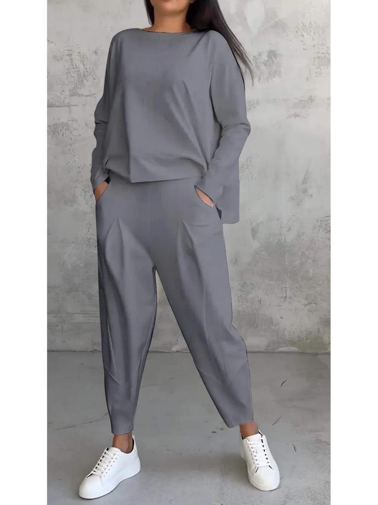 Фирменный повседневный женский комплект из полиэстера с длинными рукавами, летний 2024 год.