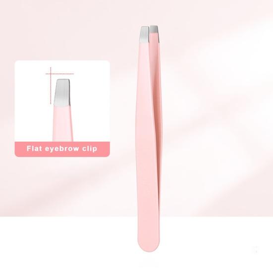 4 шт., пинцет для бровей из нержавеющей стали с чехлом из искусственной кожи, плоский косой кончик, прецизионный пинцет для лица, бровей, волос в носу, женский инструмент для макияжа