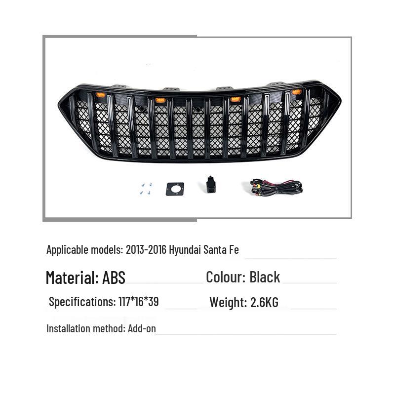 Front Bumper Grille with Lights for 2013-2016 Hyundai Santa Fe