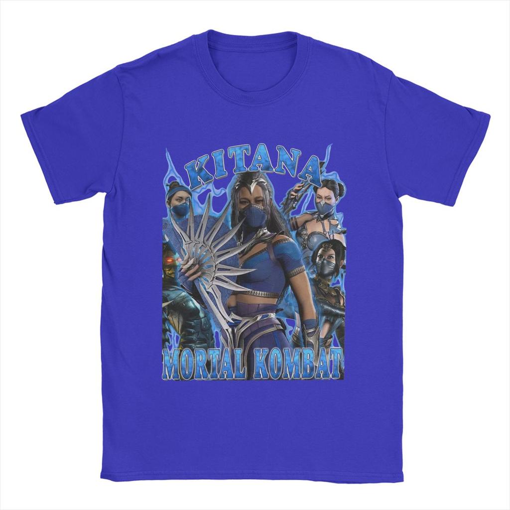 Мужская футболка Mortal Kombat 1 Kitana Винтажная футболка из чистого хлопка Футболка с коротким рукавом Футболки с круглым вырезом Одежда с графическим принтом