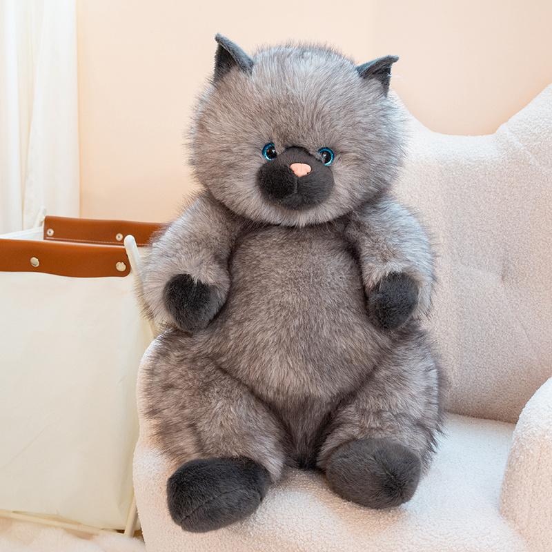 Siamese Cat Plush Toy - Soft Fluffy Stuffed Kitten Doll Realistic Furry Animal Sofa Home Decor Birthday Gift For Women Girls