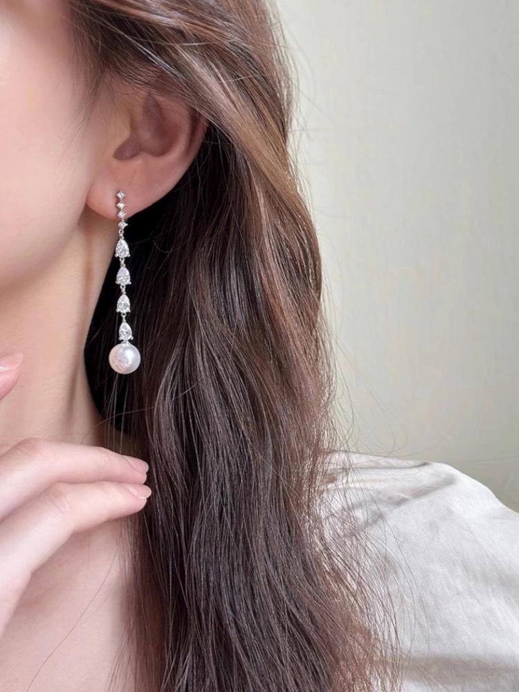 Длинные серьги-клипсы с кисточками, украшенные цирконием, для непроколотых ушей — элитный нишевый дизайн