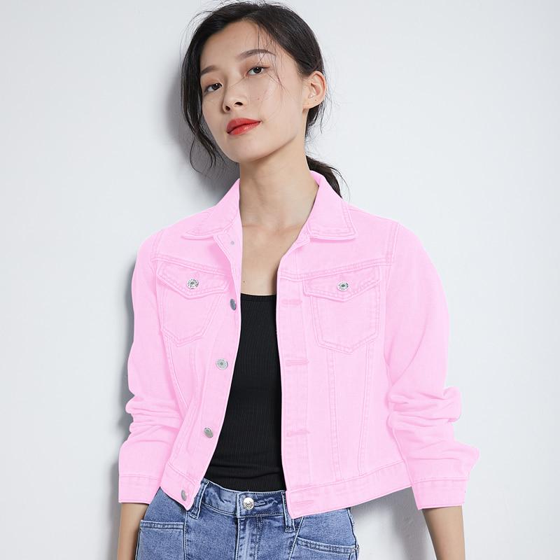Autumn Blue Long Sleeve Jeans Jacket Women Korean Style Female Short Jacket Long Sleeve Turn-down Collar Denim Jackets
