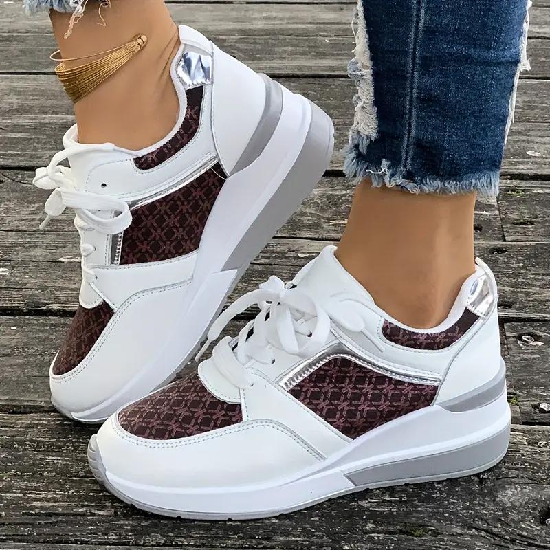 Women's Trendy Platform Sneakers Casual Lace Up Outdoor Shoes Comfortable Low Top Sport Shoes Plus Size Shoes 36-43