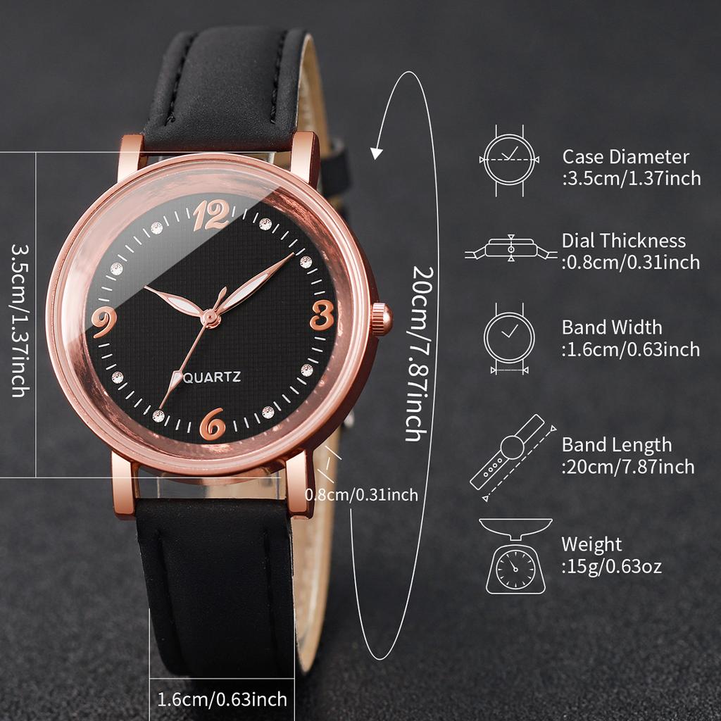 Arabic Dial Watch Women's Casual Leather Band Analog Quartz Watches