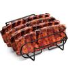 BBQ Rib Racks Non-Stick Coated Steel Roasting Barbecue Meat Roasting Grilling Stand Holds 4 Rib Rack For Gas Grill