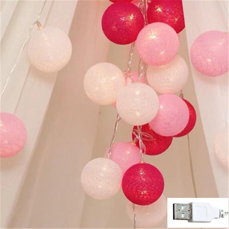 10/20/30 LEDs String Lights Cotton Thread Balls Home Decoration Lamp for Party Wedding Color Light String Christmas Decorations