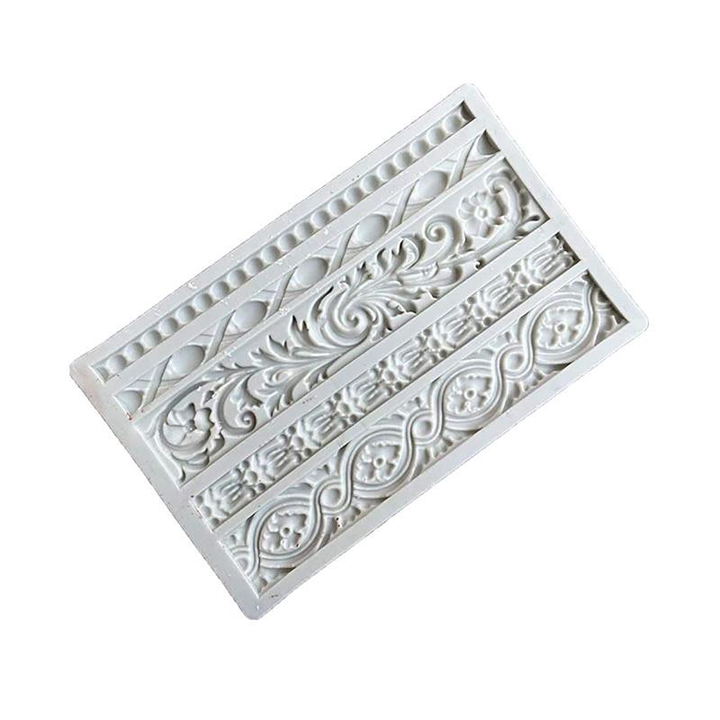 1Pc Baroque Fondant Molds Scroll Border Lace Silicone Molds Curlicues Gum Paste Candy Chocolate Molds For Cake Decorating