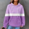 Women's Loose And Comfortable Color Blocked Printing Long Sleeved Hooded Sweatshirt