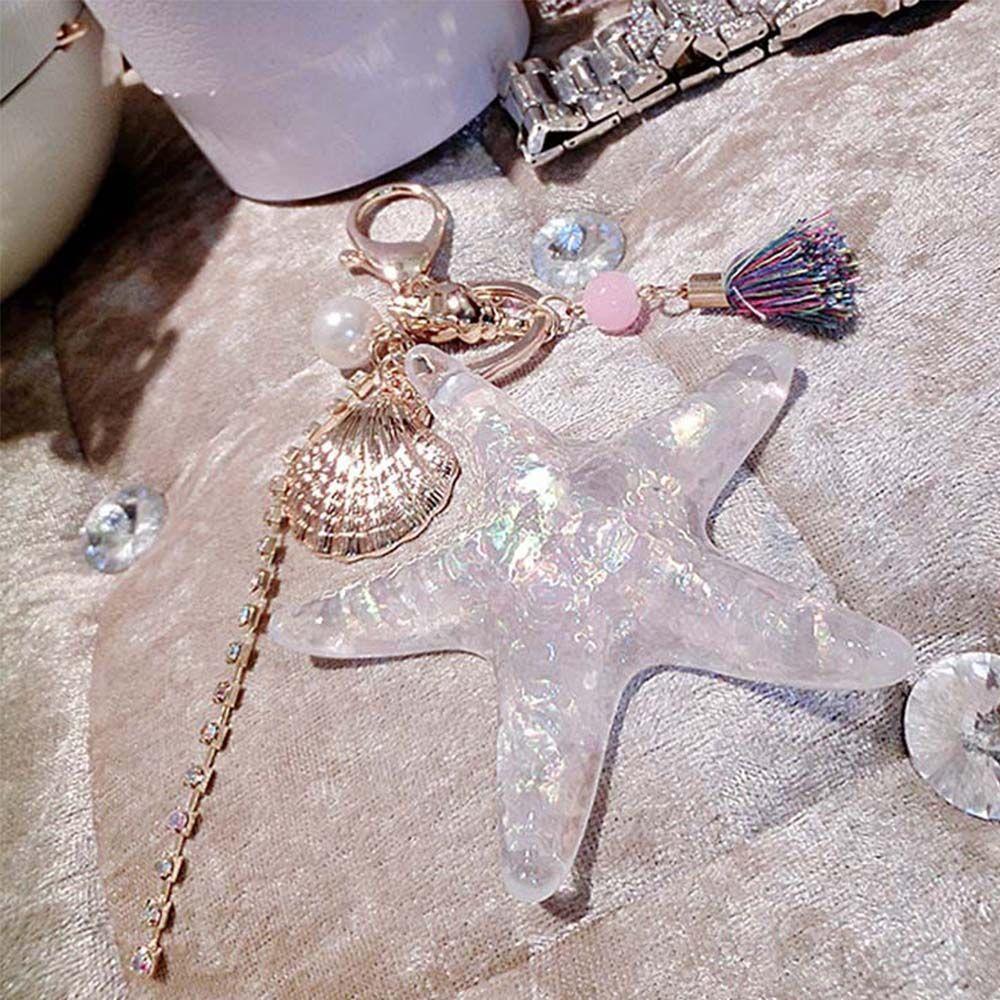 Gift Sea World Pendant Starfish Pearl Shell Key Ring Key Chains Shell Keychain Starfish Keychain