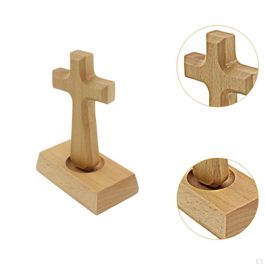 Wooden Standing Cross Statue Figurine Wood Ornament Accessory Versatile Gifts for Home Decor