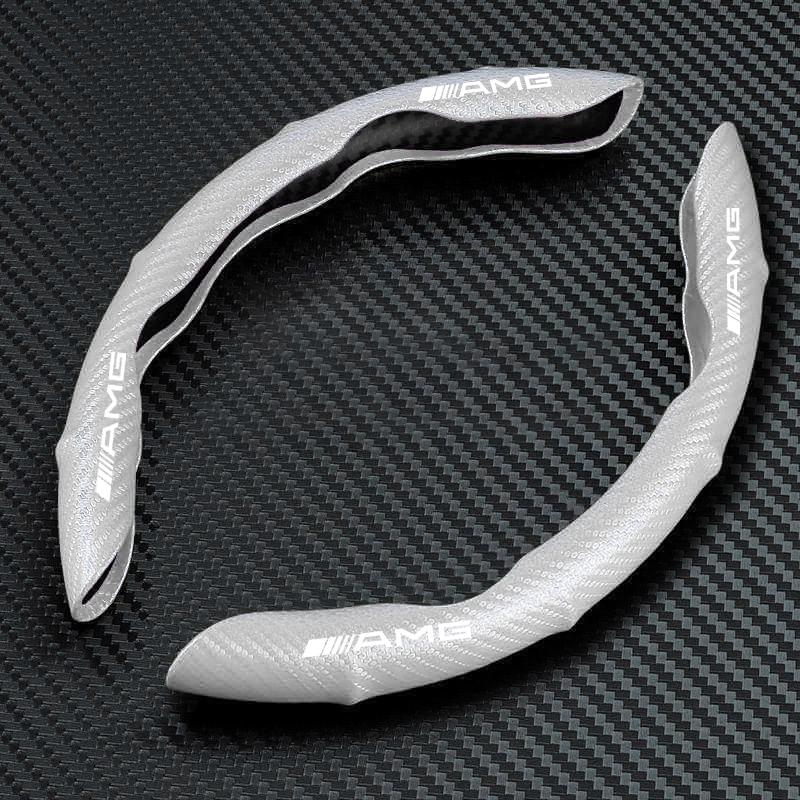 2pcs Carbon Fiber Non-Slip Steering Wheel Cover Car Accessories For Mercedes Benz AMG W212 W205 W246 W177 W176 W213 GLC GLE GLS ML Welcome Projection