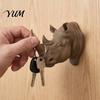 Resin Key Holder Rhino Head Wall Hook for Keys And Hats, Decorative Animal Coat Decor Rack Entryway, Creative Holder, Versatile Mounted Storage Hanger