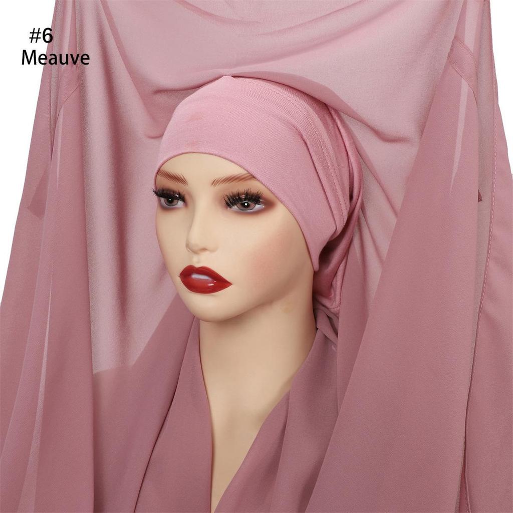 Solid Pearl Chiffon Scarf, Base Cap, & Magnetic Buckle Set