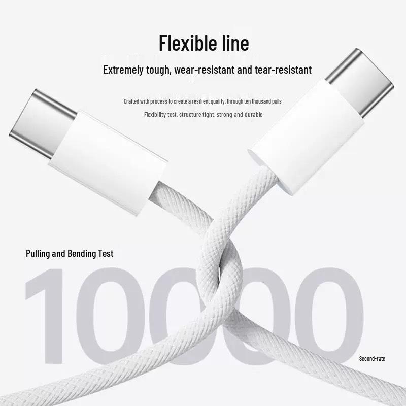 Совместим с зарядным устройством Apple 15/16: Плетеный кабель для передачи данных PD30W с двумя разъемами Type-C для быстрой зарядки