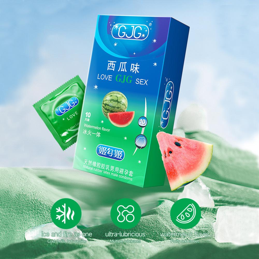 Ультратонкий презерватив-смазка Арбузный натуральный латексный презерватив 52 мм с ароматизированной нитью Безопасный секс Секс-продукт для мужчин