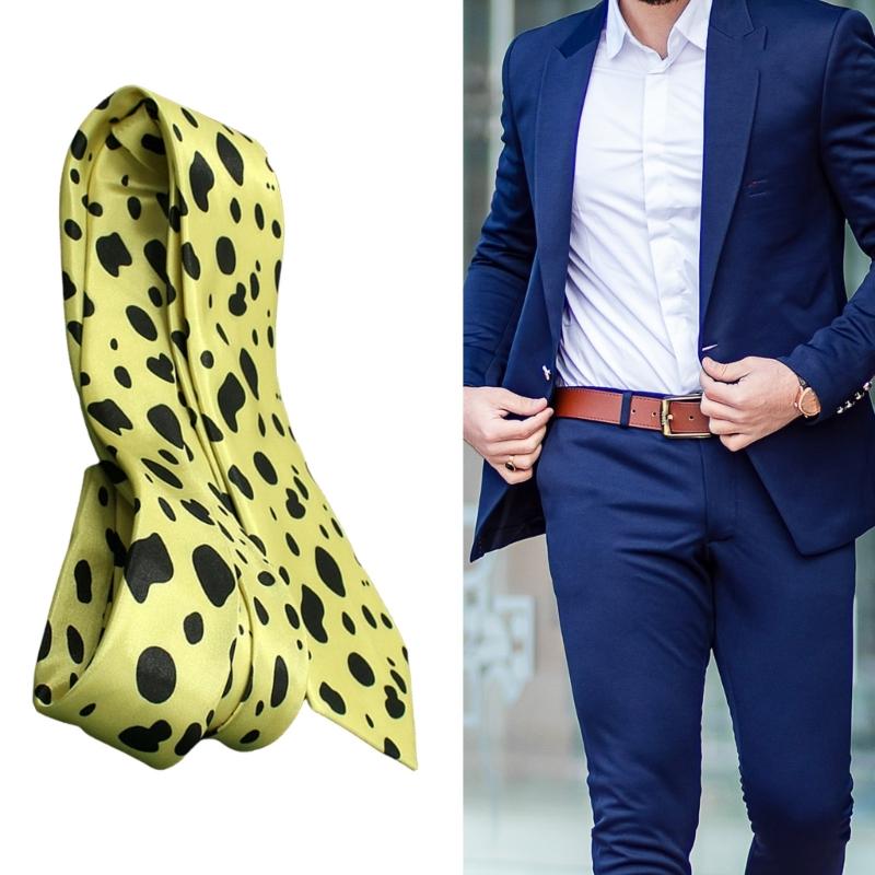 Japanese Anime Vintage Neck Tie Leopard Dots Printed Necktie with Glasses Cosplay Costume Props Accessories for Unisex