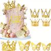 9 шт. Топпер для торта в виде короны Мини-тиара с 3D-украшением в виде бабочки Винтажный жемчужный стразовый топпер для торта в виде короны Топпер для кекса Украшение для торта