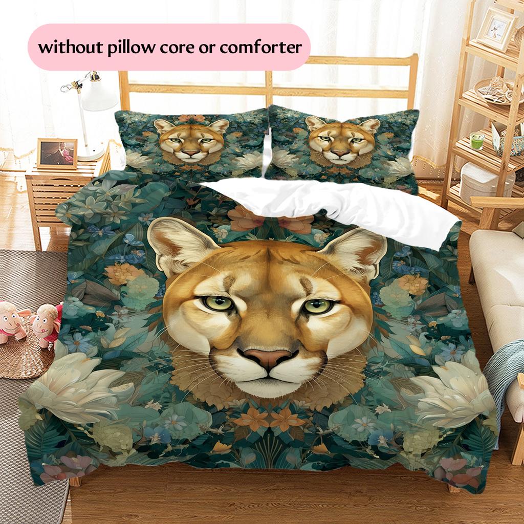 Cougar Pattern Bedding Home Decoration Birthday Gift (1 * duvet cover + 2 * pillowcase, without core)