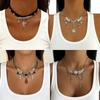 Tassel Design Crystal Choker Necklaces Silver Clavicle Chain Fashion Angel's Wings Necklaces Women