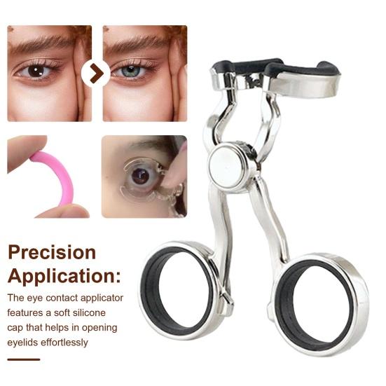 Contact Lens Applicator Tool with Case Tweezers Insertion Tool Pupil Expander Travel Kit for Easy Contact Lens Wear