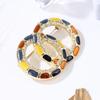 Pearl Colorful Enamel Double Circle Brooch Coat Scarf Pin Luxury Jewelry