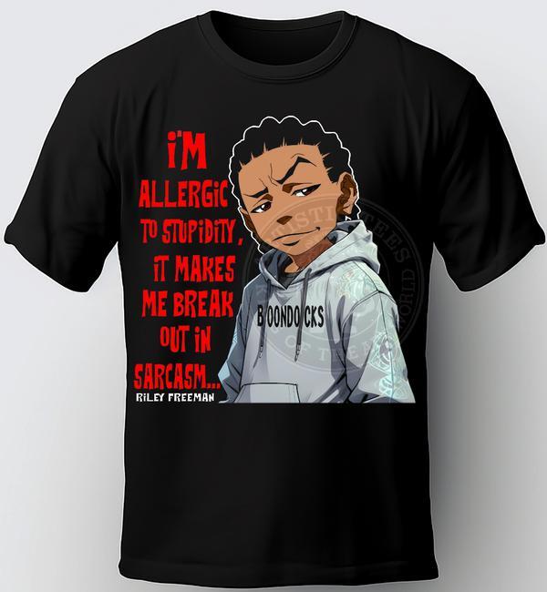 THE BOONDOCKS T-SHIRT .RILEY FREEMAN T-SHIRT. BLACK TEE. ON SARCASM. BOONDOCKS. Unisex T-Shirt
