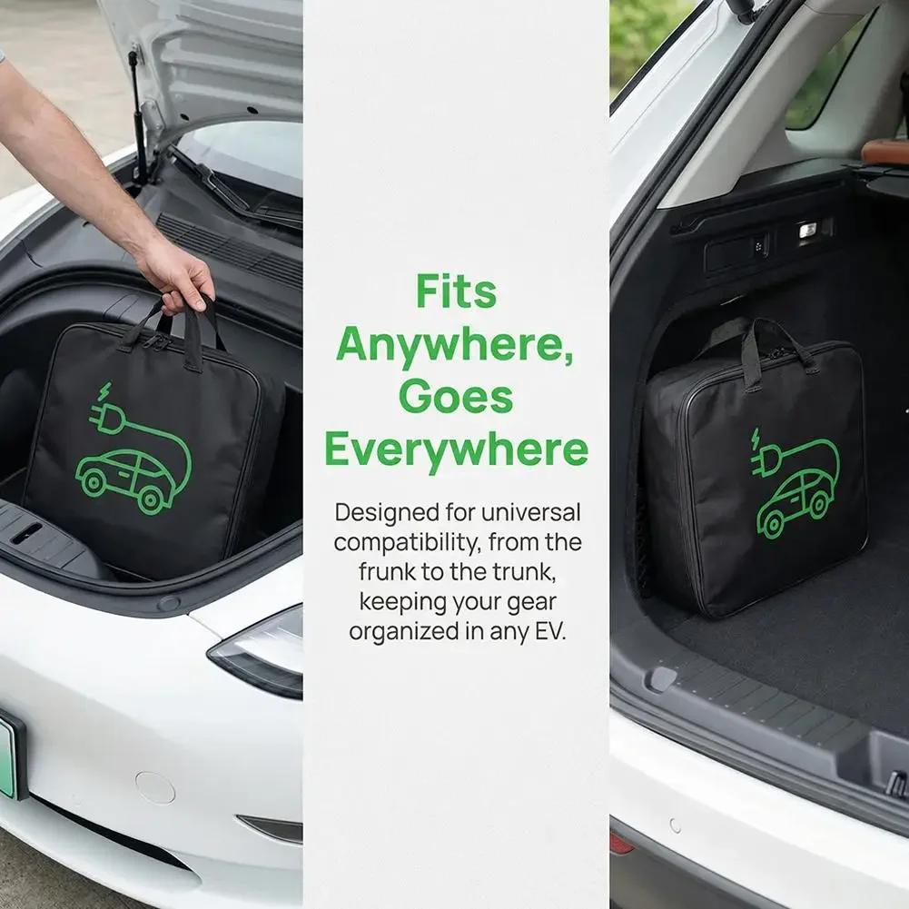 Electric Car Charger Storage Bag 1PCS Durable Waterproof Car Battery Cable Handled Bag EV Car Charging Gun Storage Organizer
