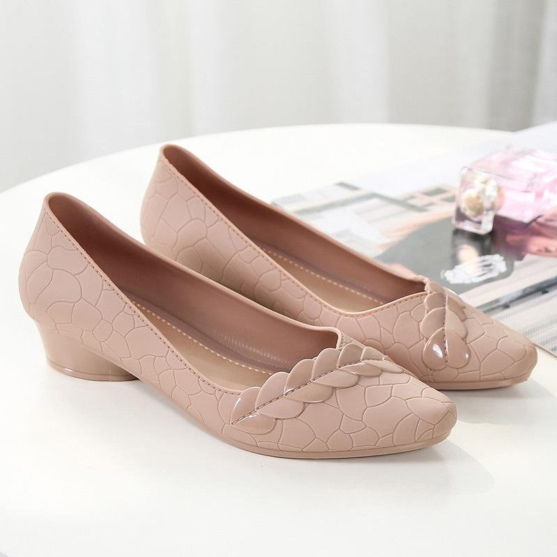 Мода 2024 года, новые модные туфли для женщин, резиновые рабочие галоши на низком каблуке, непромокаемые сапоги для ходьбы, резиновые сапоги для рыбалки