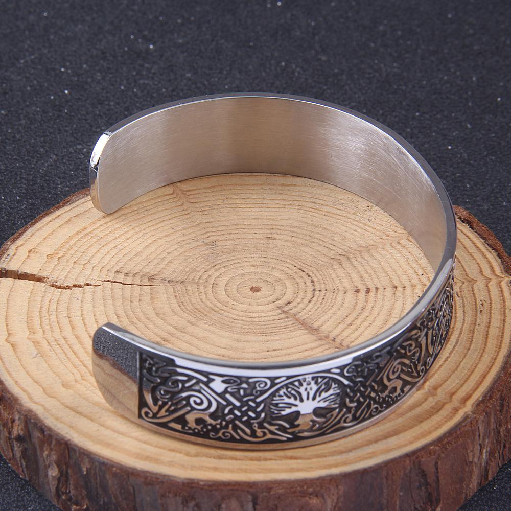 Мужской браслет-манжета из нержавеющей стали Norse с рунами викингов и кельтским узлом для мужчин