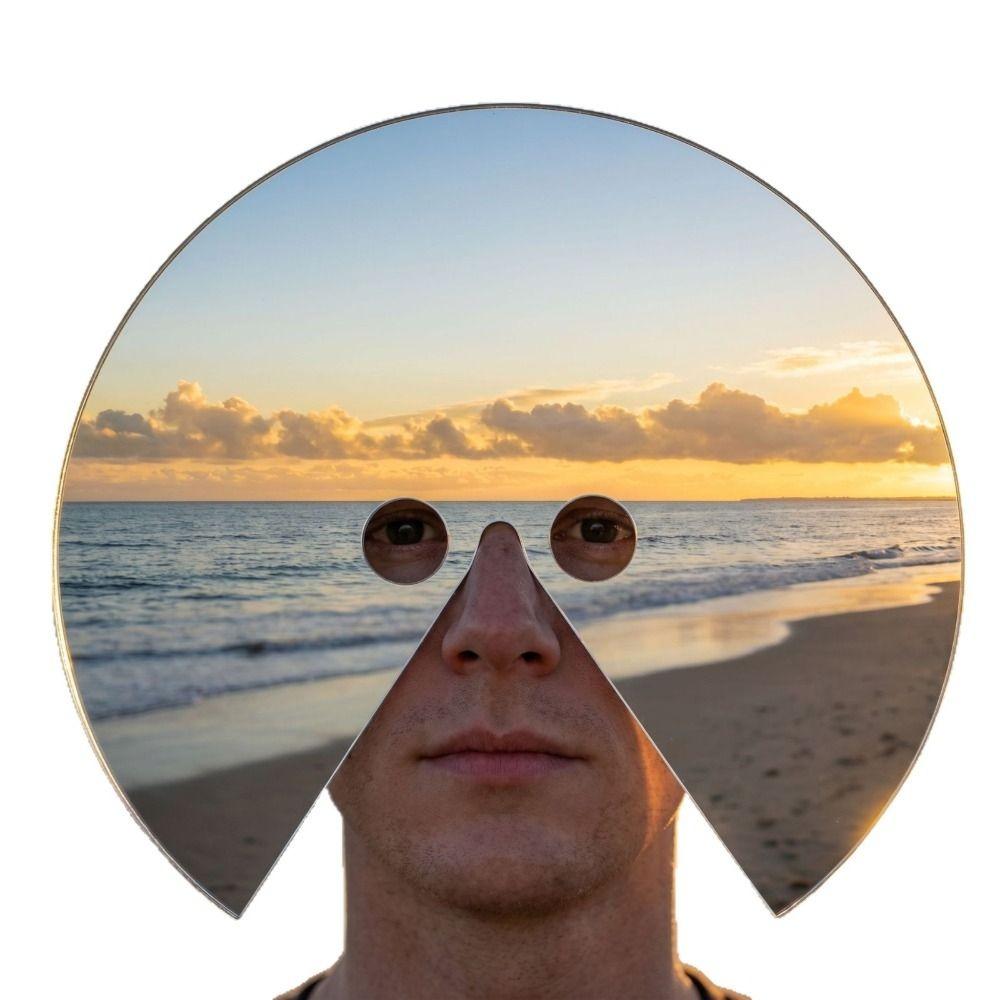 Full Face Visual Illusion Prop Wearable Reflective Mask Round Mirror Mask Cosplay Photography