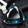 Teal Sapphire 80.1 Ct CERTIFIED Trillion 925 Sterling Silver Gemstone Pendant MY-PD-116-NS
