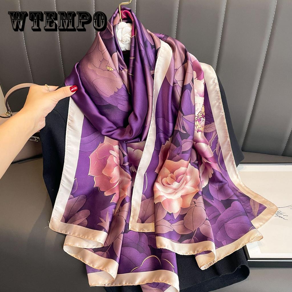 180*90CM Fashion Dustproof Big Bandanna Popular Satin Finish Silk Shawls Scarves Luxury Print Sunscreen Beach Towel