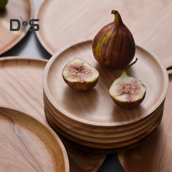 Деревянная подставка для торта и фруктов, круглый декоративный поднос для журнального столика с приподнятыми краями, кухонное сервировочное блюдо для вечеринок