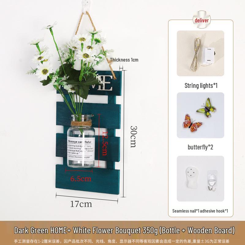 Handcrafted Wooden Wall-Mounted Hydroponic Glass Vase for Bedroom and Living Room Decor