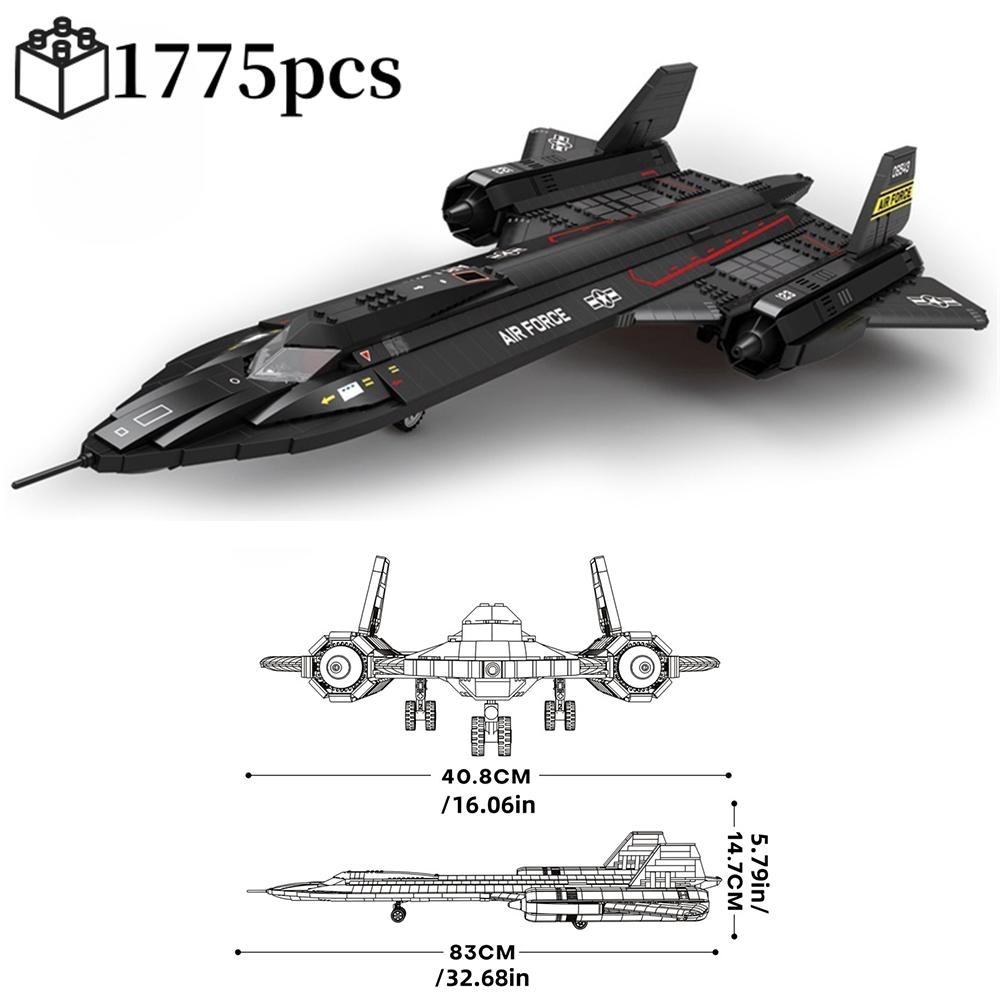 Нетоксичный 1775 деталей Истребитель SR-71 Blackbird Строительные блоки Технический набор Moc Модель Военного Самолета Подарок Для Взрослых Детей В Школу