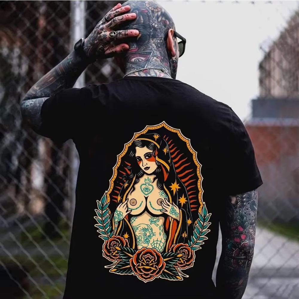 2024 Лето Повседневная Мужская Футболка с Рисунком Футболка Мужская Свободная Быстросохнущий Материал Графический Паллоу Хипстер Уличный Стиль С Коротким Рукавом